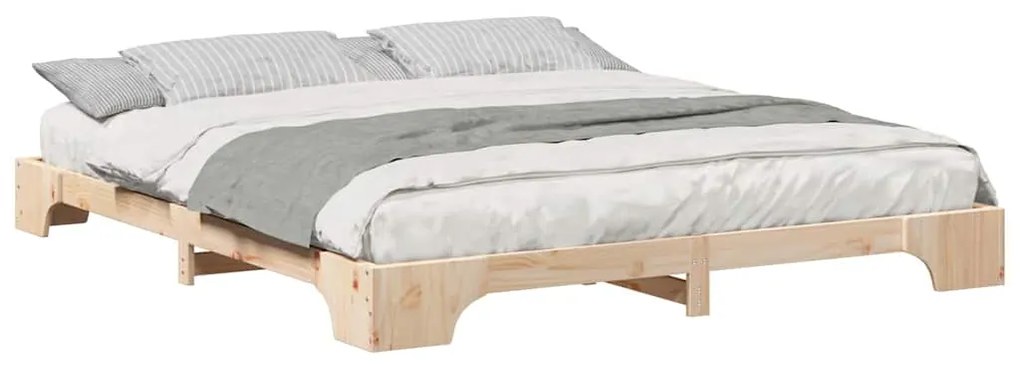 vidaXL Κρεβάτι δαπέδου Καφέ 180 x 210 cm Μασίφ ξύλο πεύκου