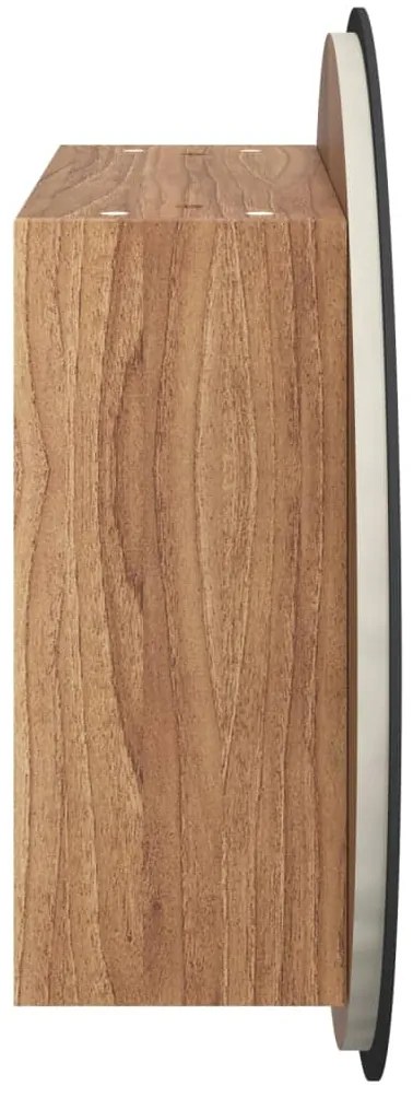 vidaXL Ντουλάπι Μπάνιου με Στρογγυλό Καθρέφτη&amp;LED Δρυς 40x40x17,5 εκ.