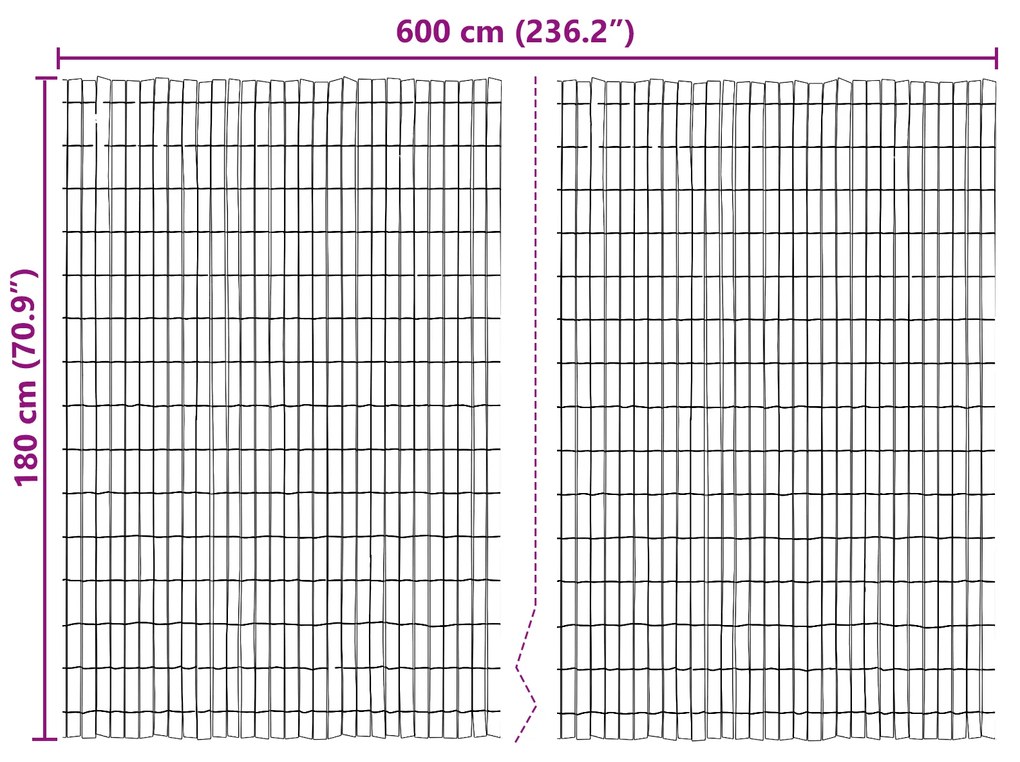 vidaXL Φράχτης Μπάφ 600x125 εκ