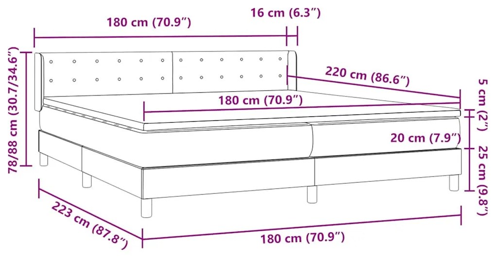 BOX SPRING ΚΡΕΒΑΤΙ ΜΕ ΣΤΡΩΜΑ ΣΚΟΥΡΟ ΠΡΑΣΙΝΟ 180X220CM ΒΕΛΟΥΔΙΝΟ 3318504