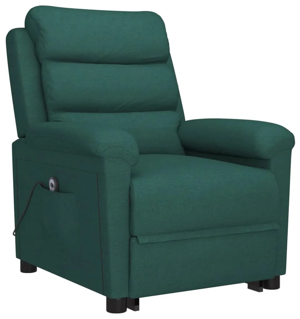 vidaXL Πολυθρόνα με Ανύψωση Σκούρο Πράσινη Υφασμάτινη