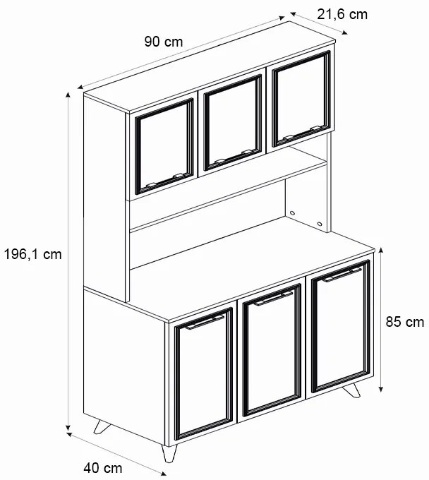 Έπιπλο κουζίνας Potter 3 Megapap χρώμα λευκό - rota oak 90x40x196,1εκ.