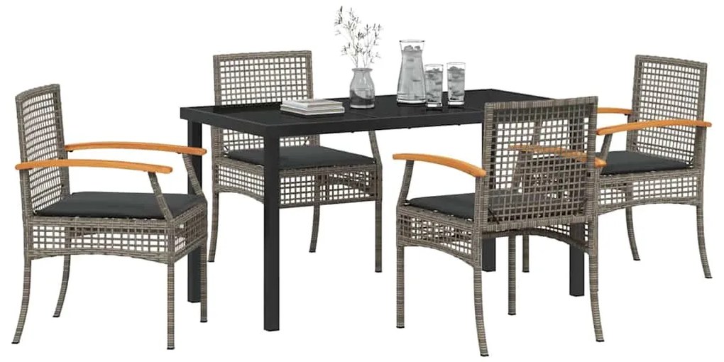 vidaXL Σέτ φαγητού για κήπο 5 pcs Γκρι συνθετικό ρατάν