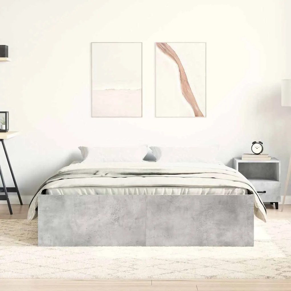 vidaXL Πλαίσιο Κρεβατιού Γκρι Σκυροδέματος 150 x 200 εκ. King Size