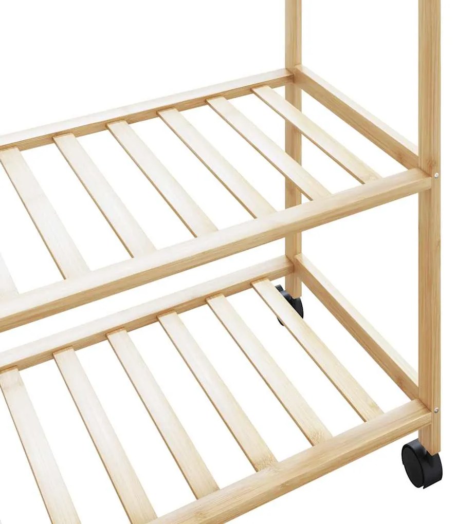 Ράφι ρούχων με ράφια και ρόδες 110x40x180 εκ. Μπαμπού - Καφέ