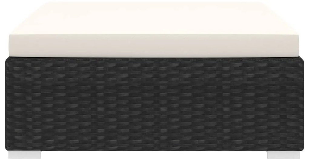 vidaXL Υποπόδιο Τμηματικό 1 τεμ. Μαύρο από Συνθετικό Ρατάν με Μαξιλάρι