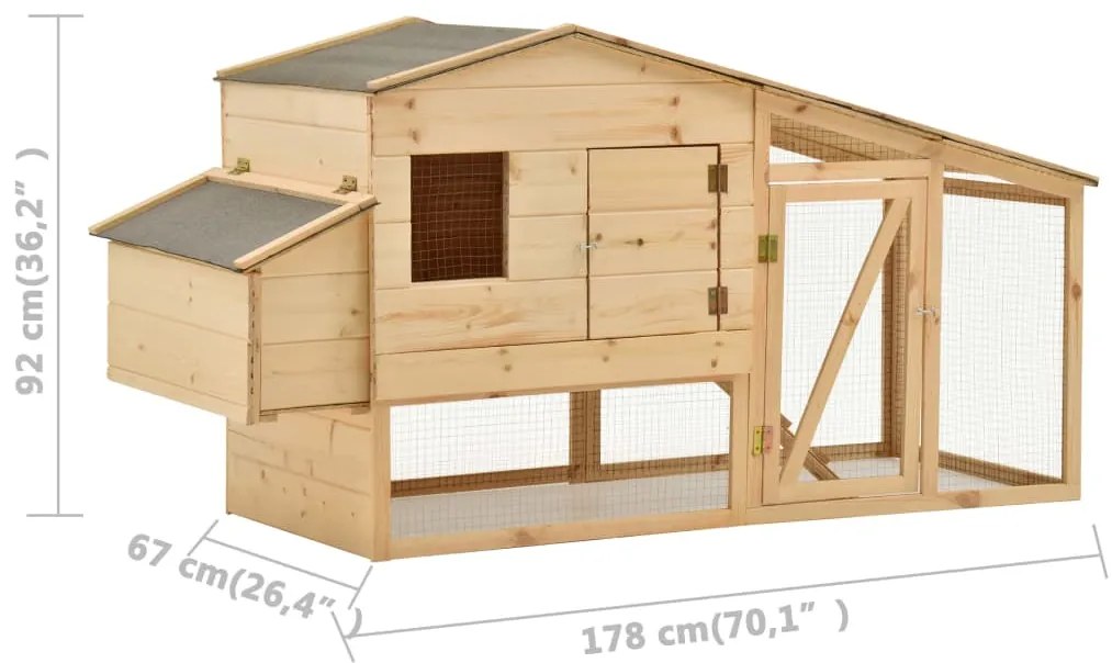 vidaXL Κοτέτσι 178 x 67 x 92 εκ. από Μασίφ Ξύλο Πεύκου
