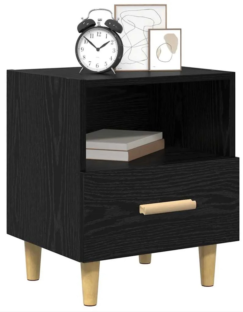 vidaXL Κομοδίνο 2 pcs Μαύρη δρυς 40 x 35 x 47.5 εκ Επεξεργασμένο ξύλο