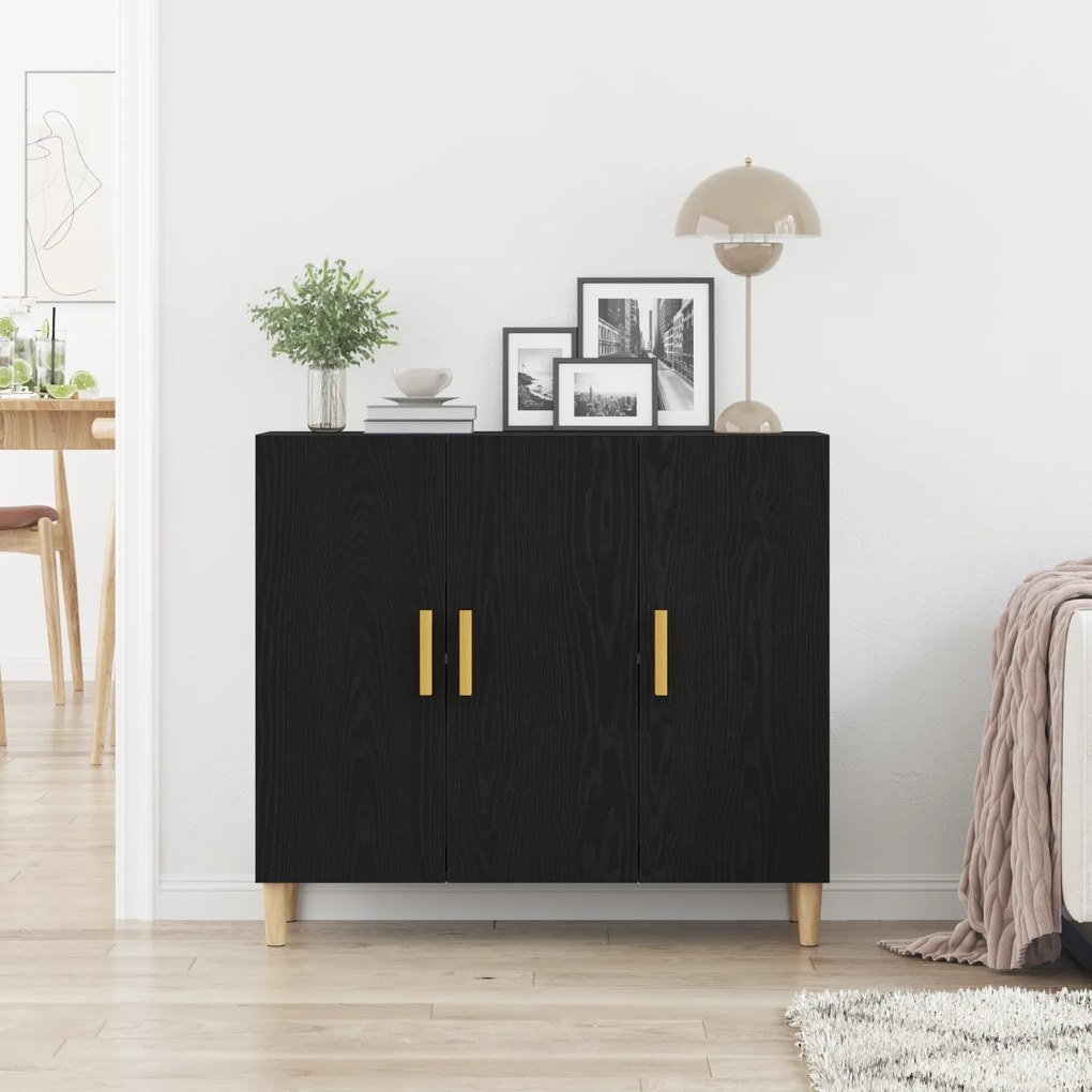 vidaXL Μπουφές Μαύρος Δρυς 90x34x80 εκ Επεξεργασμένο Ξύλο