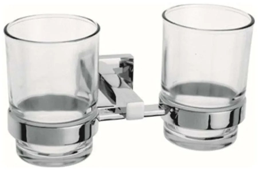 Ποτηροθήκη Διπλή Γυάλινη Lito 33068 Chrome Karag Glass