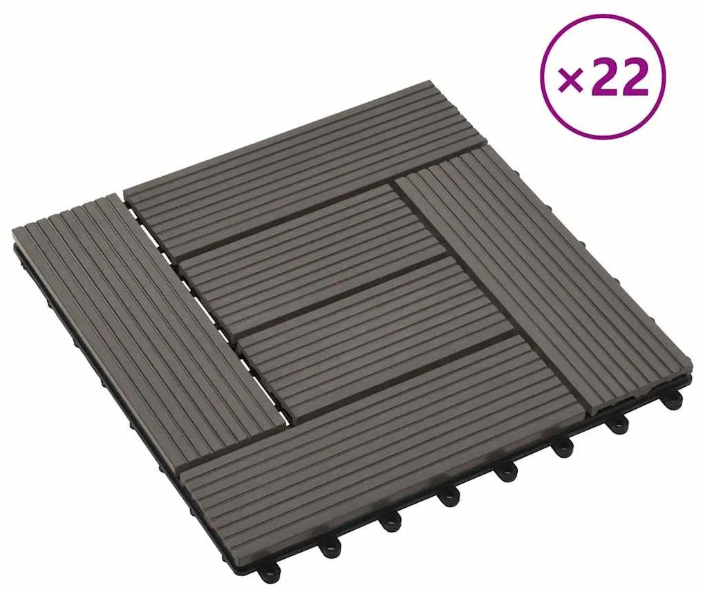 vidaXL Πλακάκια Deck 22 τεμ. Σκούρο Καφέ 30 x 30 εκ. 2 μ² από WPC
