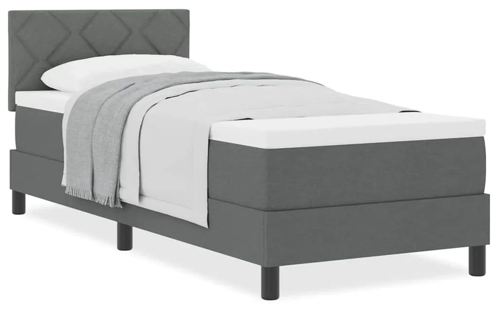 vidaXL Κρεβάτι box spring με στρώμα Σκούρο γκρι 80 x 200 cm ύφασμα