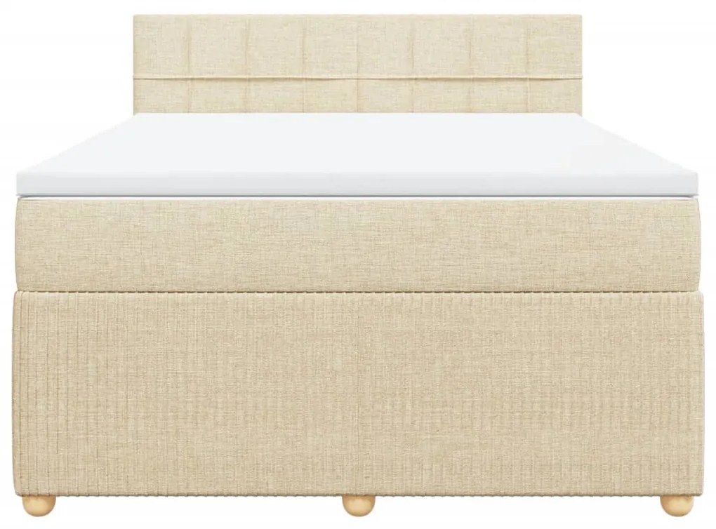 Κρεβάτι Boxspring με Στρώμα Κρεμ 160x200 εκ. Υφασμάτινο - Κρεμ