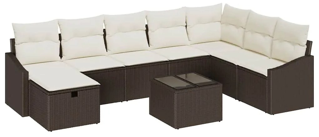 vidaXL Σετ Καναπέ Κήπου 9 pcs Καφέ 55 x 62 x 69 εκ Πολυ ράταν