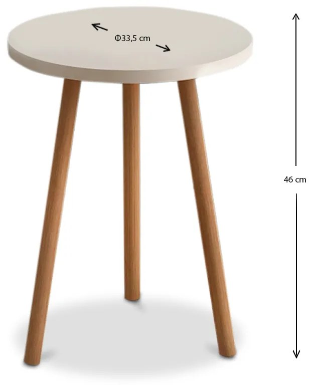 Βοηθητικό τραπεζάκι Roma Megapap χρώμα κρεμ 33,5x33,5x46εκ.