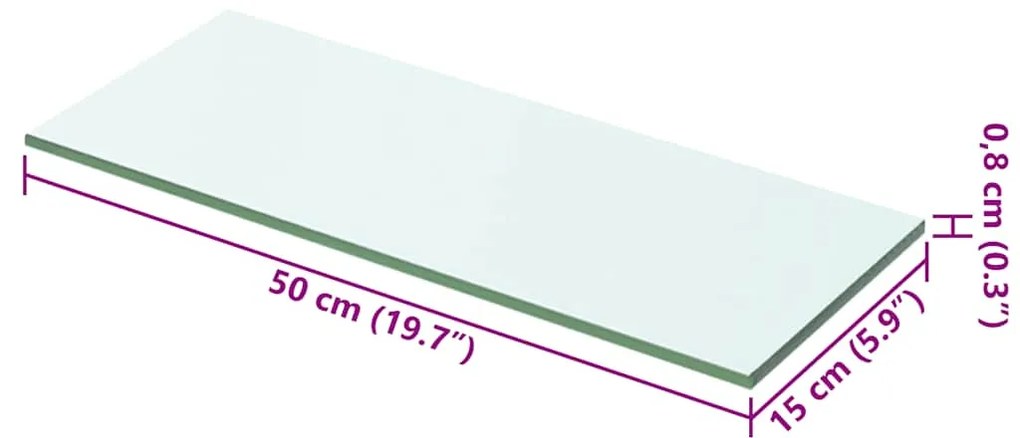 vidaXL Ράφι Πάνελ Διάφανο 50 x 15 εκ. Γυάλινο