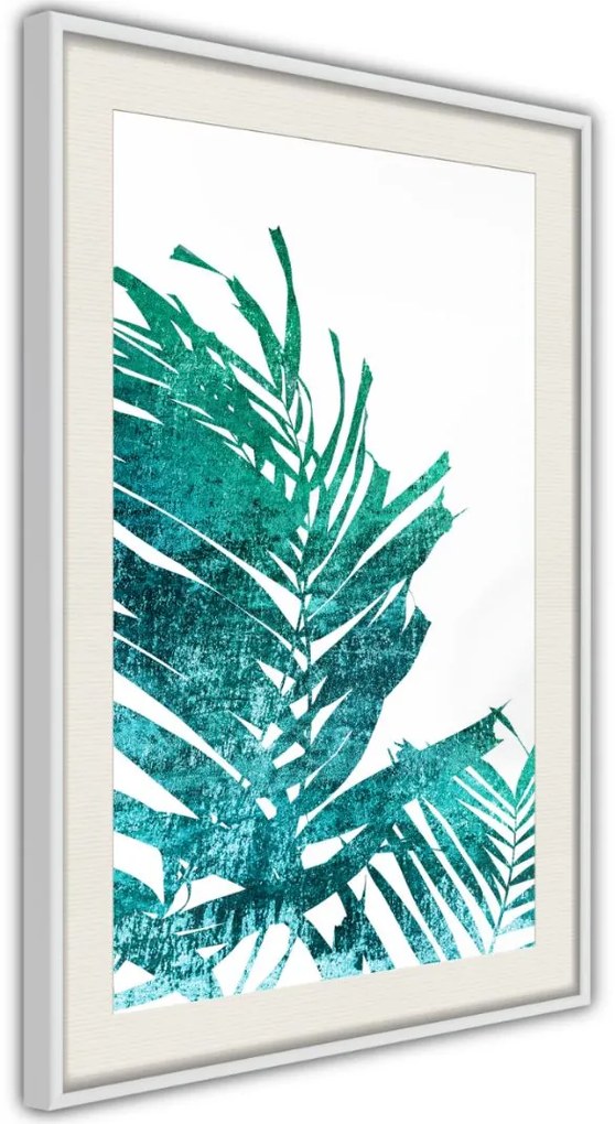 Αφίσα - Teal Palm on White Background - 20x30 - Χρυσό - Χωρίς πασπαρτού