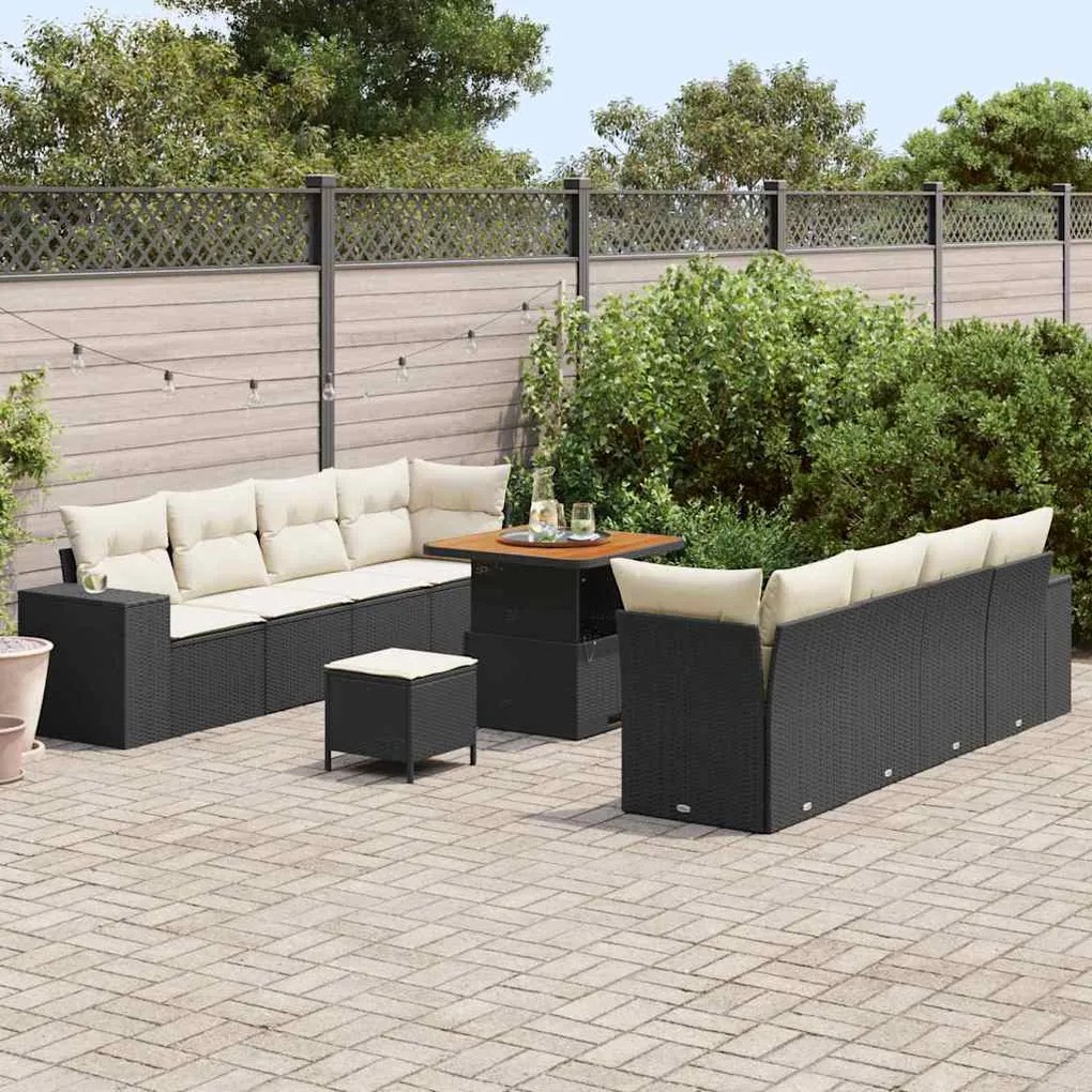 vidaXL Σετ Καναπέ Κήπου 11 pcs Μαύρο, Κρέμα 80 x 80 x 71 cm