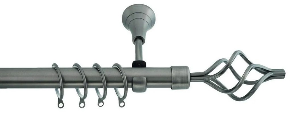 Κουρτινόξυλο Φ25mm Μονό Επεκτεινόμενο 160-300cm Με Άκρα Grace Anthracite 790227