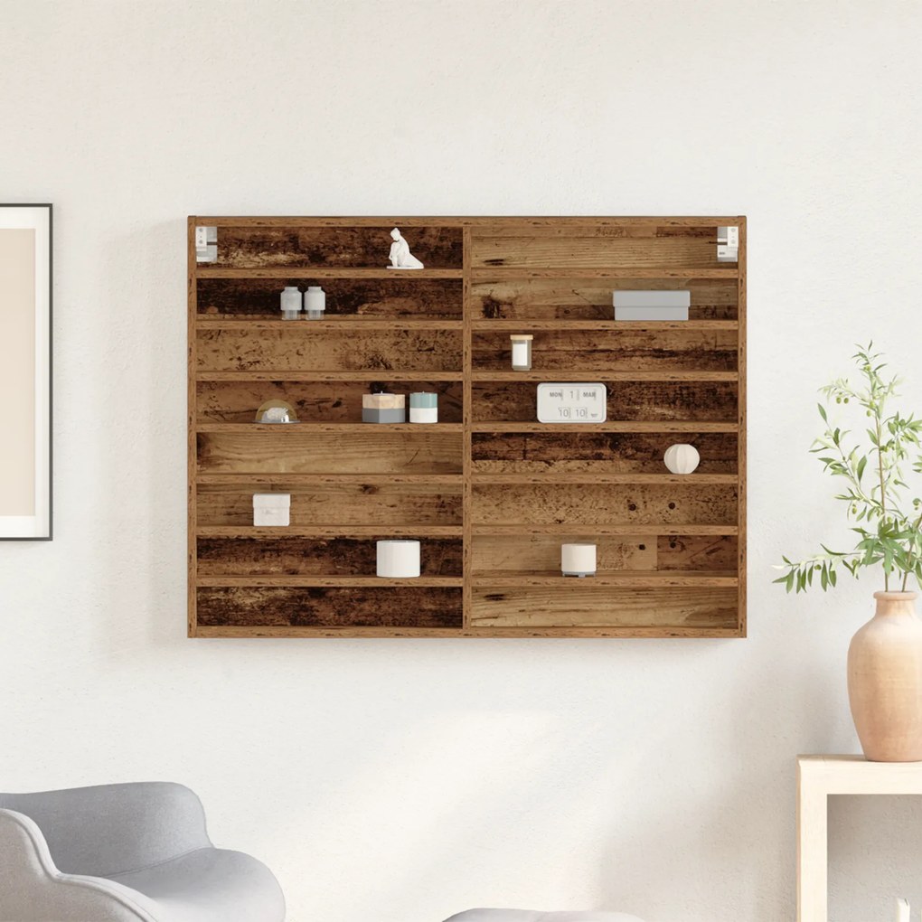 vidaXL Βιτρίνα με ράφι Παλιό Ξύλο 100 x 8.5 x 75 cm Επεξεργασμένο ξύλο