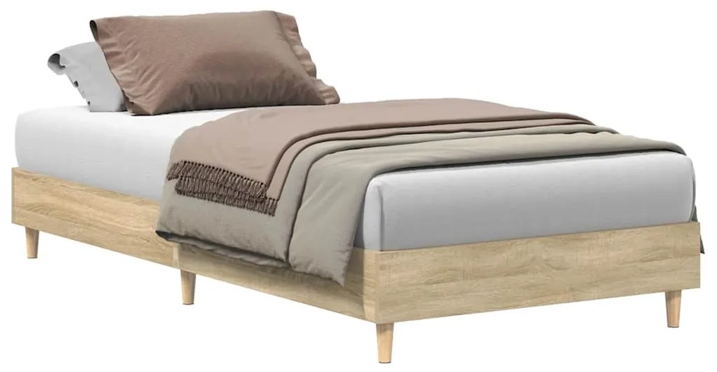 vidaXL Πλαίσιο κρεβατιού χωρίς στρώμα Sonoma Oak 75x190 cm