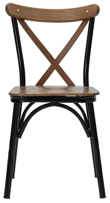 Καρέκλα Alora pakoworld ξύλο καρυδί-μαύρο πόδι