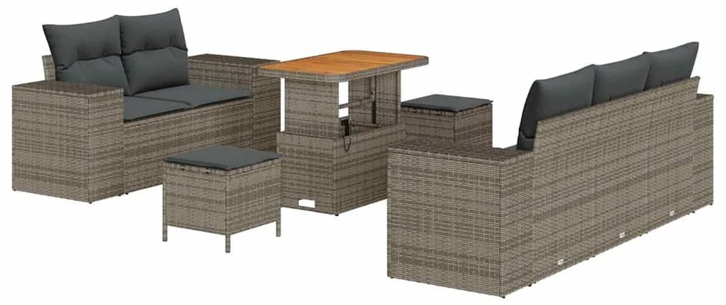 vidaXL Σετ Καναπέ Κήπου 8 pcs Γκρι συνθετικό ρατάν