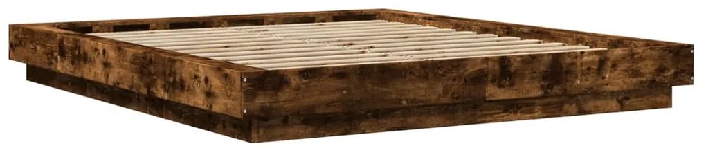 vidaXL Πλαίσιο Κρεβατιού με LED Καπνιστή Δρυς 150x200 εκ.Επεξ. Ξύλο