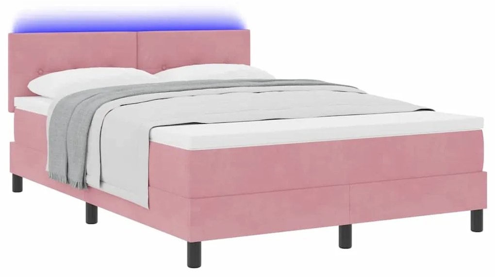vidaXL Κρεβάτι με ελατήρια με κεφαλάρι Ροζ 160 x 200 cm Βελούδο