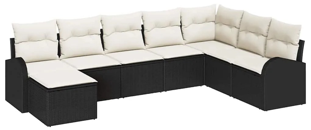 vidaXL Σετ Καναπέ Κήπου με μαξιλάρι 8 pcs Μαύρο Πολυ ράταν