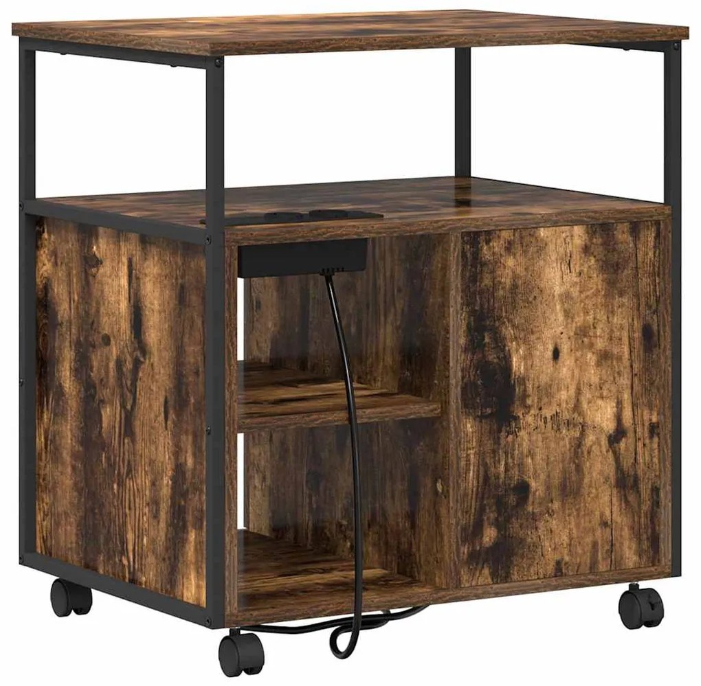 vidaXL Ντουλάπα με Σταθμό Φόρτισης Καπνιστό Δρύς 61 x 46 x 67 εκ.