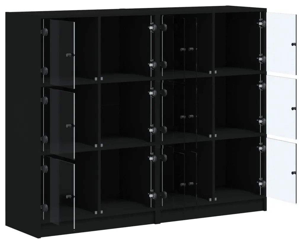 vidaXL Βιβλιοθήκη με Πόρτες Μαύρη 136x37x109 εκ. Επεξ. Ξύλο