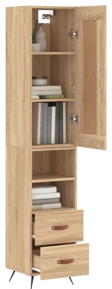 vidaXL Μπουφές Sonoma δρυς 34,5 x 34 x 180 εκ. από Επεξεργασμένο Ξύλο