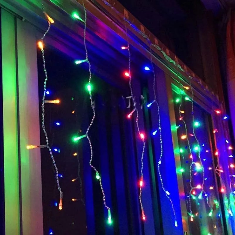 Χριστουγεννιάτικα Λαμπάκια Κουρτίνα LED πολύχρωμο χρώμα RGB με Διαφανές Καλώδιο 240L 3m x 2m - Christmas lights-041065-190420