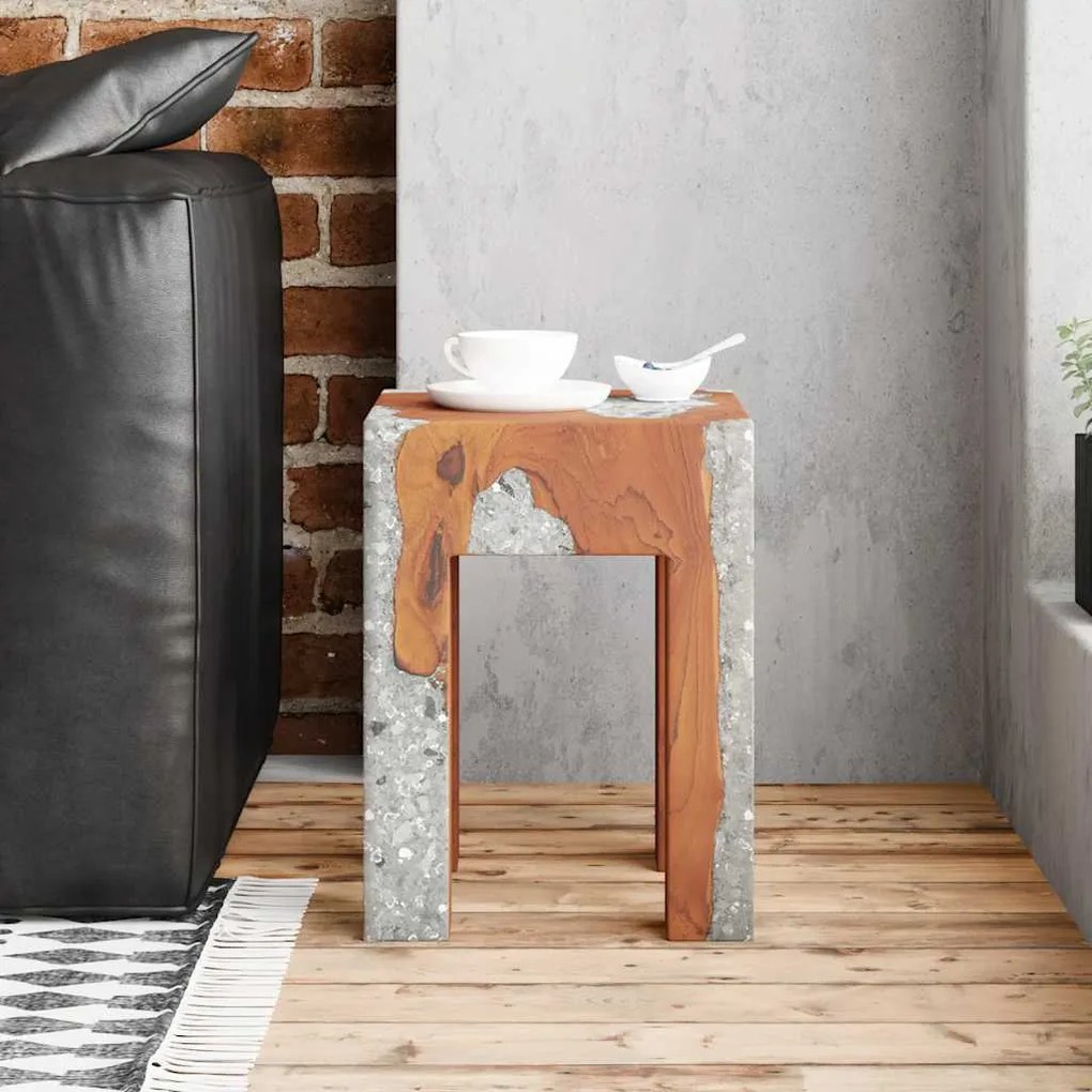 vidaXL Σκαμπό από Μασίφ Ξύλο Teak και Ρητίνη