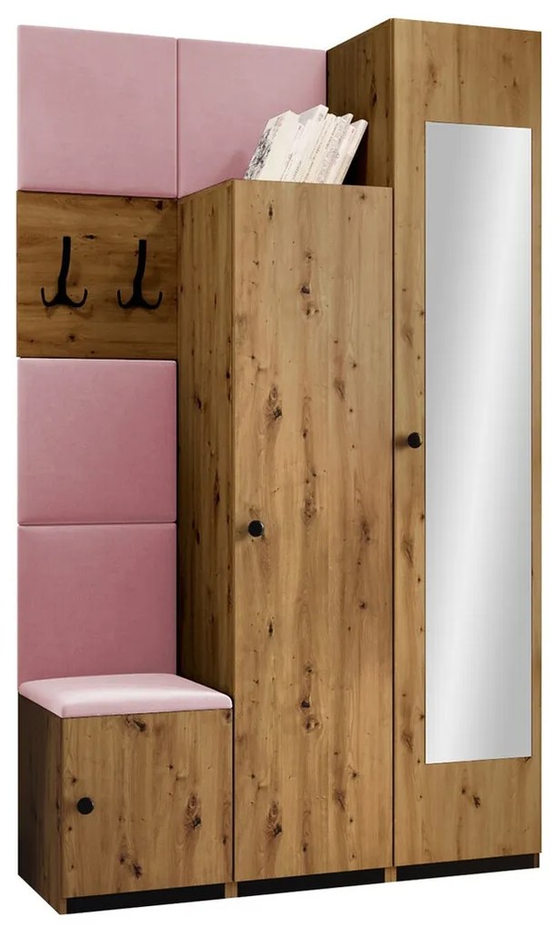 Σετ διαδρόμου Hartford E103, 214x42x44cm, 96 kg, Καθρέφτης, Artisan δρυς, Ταπισερί, Πλαστικοποιημένη μοριοσανίδα, Τοίχου, Εντοιχισμένη | Epipla1.gr