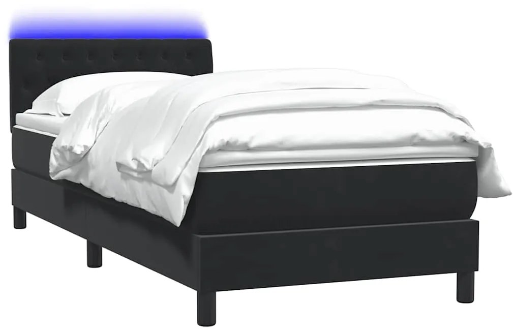 vidaXL Κρεβάτι Boxspring με Στρώμα Μαύρο 80x220 εκ. Βελούδινο