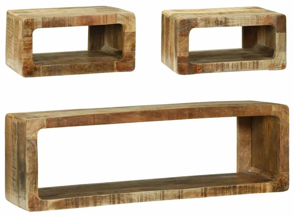 vidaXL Σετ Ντουλάπας Τηλεόρασης με ράφι 3 pcs Καφέ Μασίφ ξύλο μάνγκο