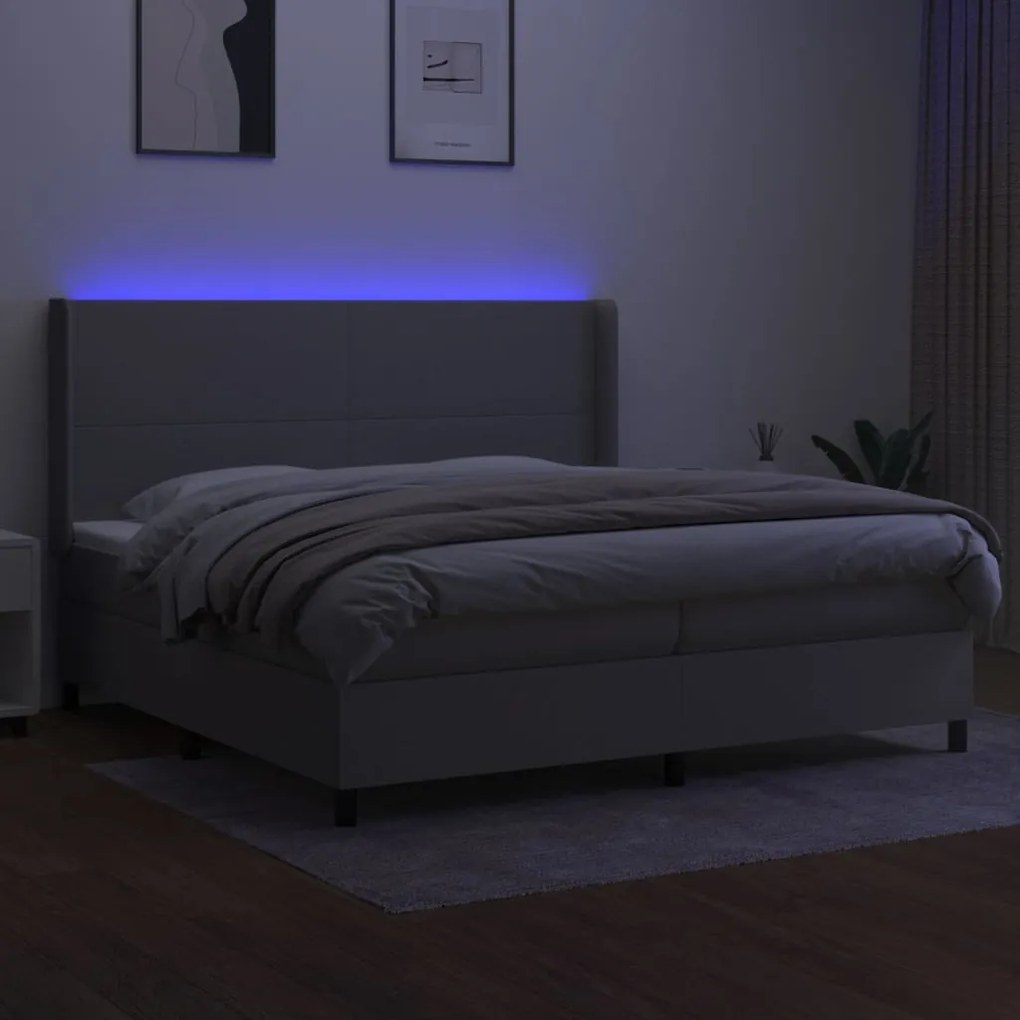 ΚΡΕΒΑΤΙ BOXSPRING ΜΕ ΣΤΡΩΜΑ &amp; LED ΑΝ.ΓΚΡΙ 200X200ΕΚ. ΥΦΑΣΜΑΤΙΝΟ 3138181