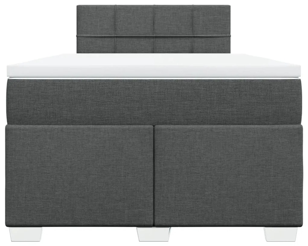 vidaXL Κρεβάτι Boxspring με Στρώμα Σκούρο Γκρι 120x200 εκ. Υφασμάτινο