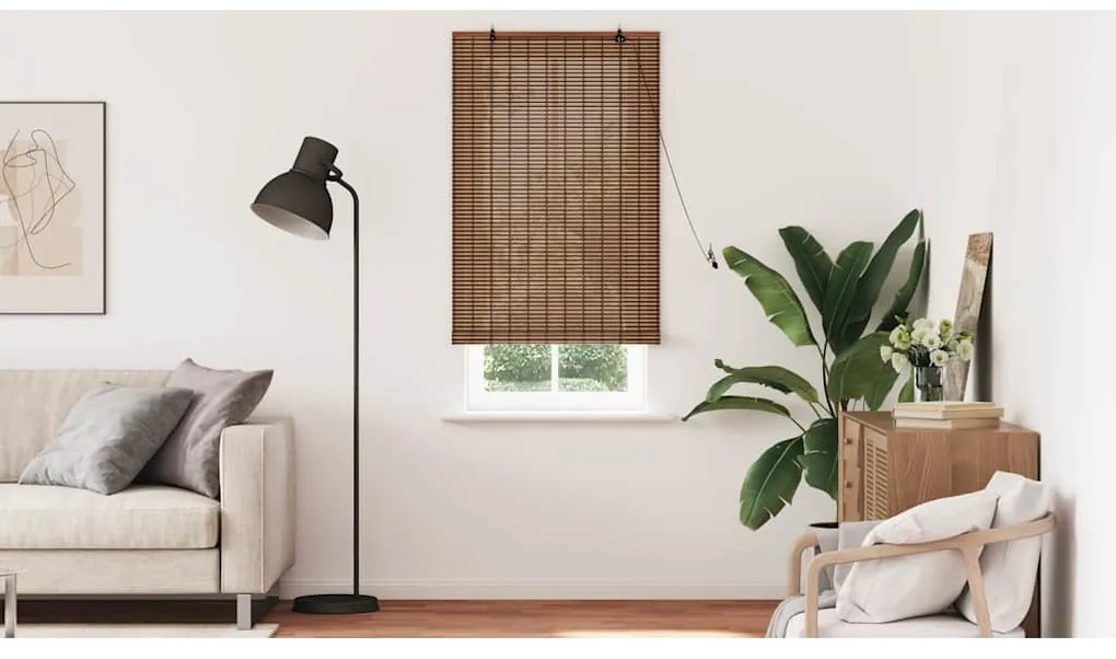 vidaXL Ρολό Παραθύρου με κουρτίνες Καφέ 80 x 220 cm Μπαμπού