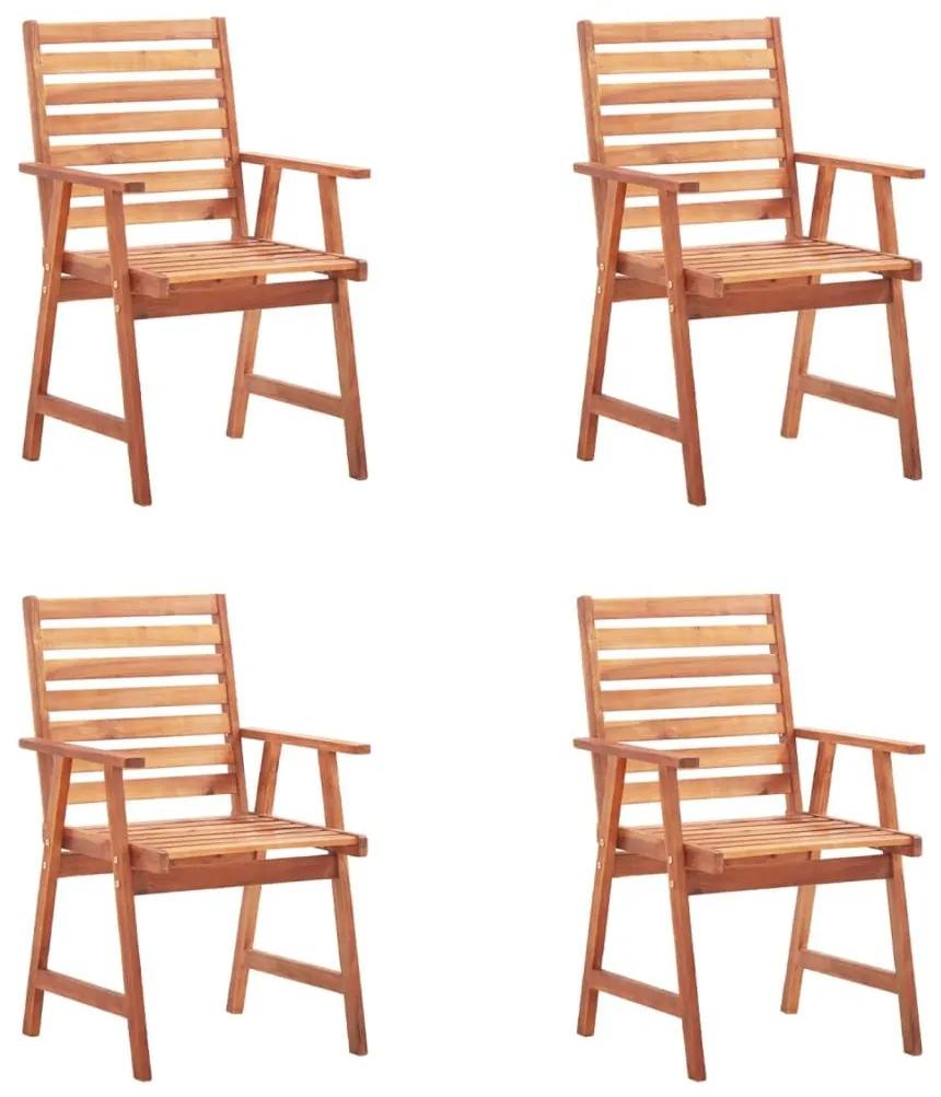 Καρέκλες Τραπεζαρίας Εξ. Χώρου 4 τεμ. Ξύλο Ακακίας με Μαξιλάρια - Μαύρο