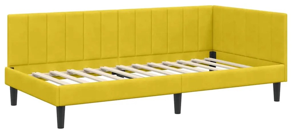 vidaXL Κρεβάτι Γωνίας με κεφαλάρι Κίτρινο 90 x 200 cm Βελούδο