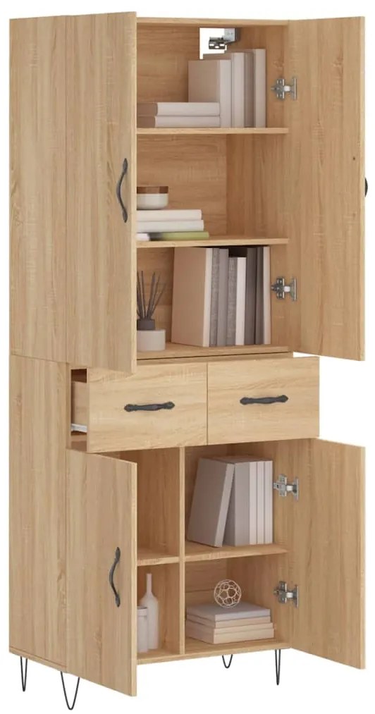 vidaXL Ντουλάπι Sonoma δρυς 69,5 x 34 x 180 εκ. από Επεξεργασμένο Ξύλο