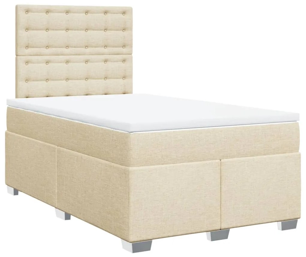 ΚΡΕΒΑΤΙ BOXSPRING ΜΕ ΣΤΡΩΜΑ ΚΡΕΜ 120X190 ΕΚ. ΥΦΑΣΜΑΤΙΝΟ 3290446