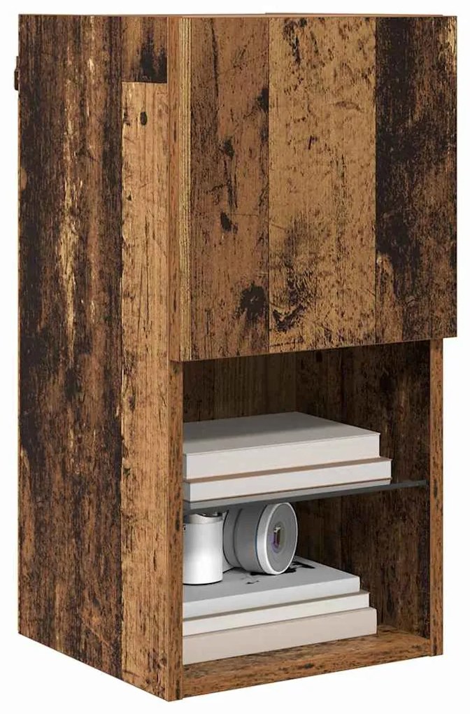 vidaXL Κρεμαστός θρανίο τηλεόρασης Παλιό Ξύλο 30,5 x 30 x 60 εκ.