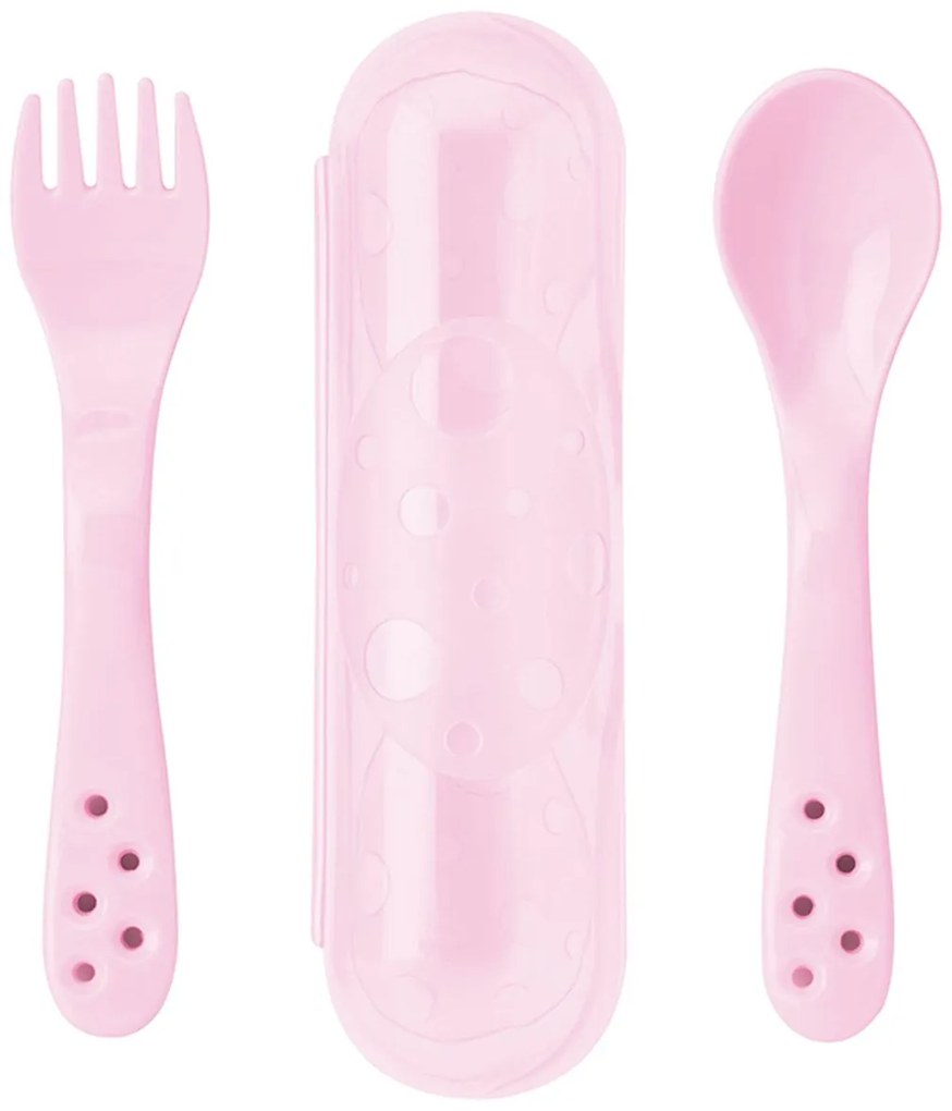 Κουτάλι + Πιρούνι Σε Θήκη (Σετ) Saro Pink 52103