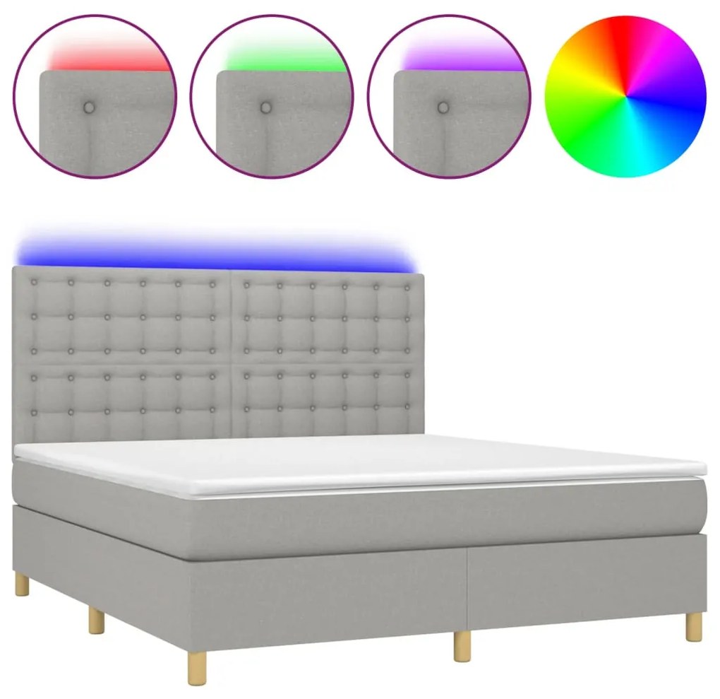 ΚΡΕΒΑΤΙ BOXSPRING ΜΕ ΣΤΡΩΜΑ &amp; LED ΑΝ.ΓΚΡΙ 180X200ΕΚ. ΥΦΑΣΜΑΤΙΝΟ 3135773