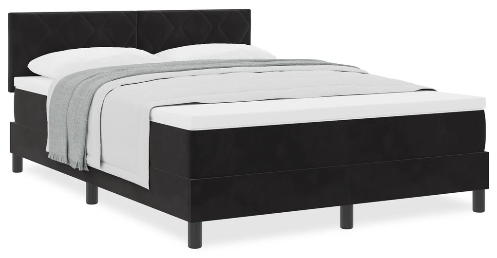 vidaXL κρεβάτι box spring με στρώμα Μαύρο 140x200 εκ. Βελούδο