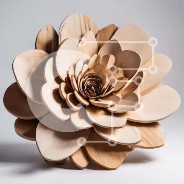 Intra Συλλεκτικό Ξύλινο Παζλ Plywood  4mm - Ξύλινο γλυπτό λουλουδιών σε λευκή επιφάνεια Σε Ξύλινο Κουτί - Διαστάσεις: 10x10 cm – 25 κομμάτια